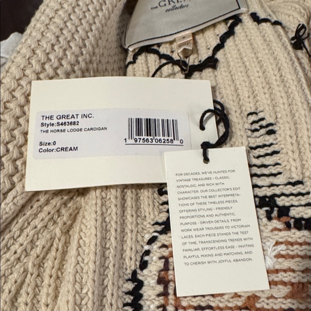 The Great. NWT The Horse Lodge Cardigan. Open cardigan with horse motif - Picture 6 of 12